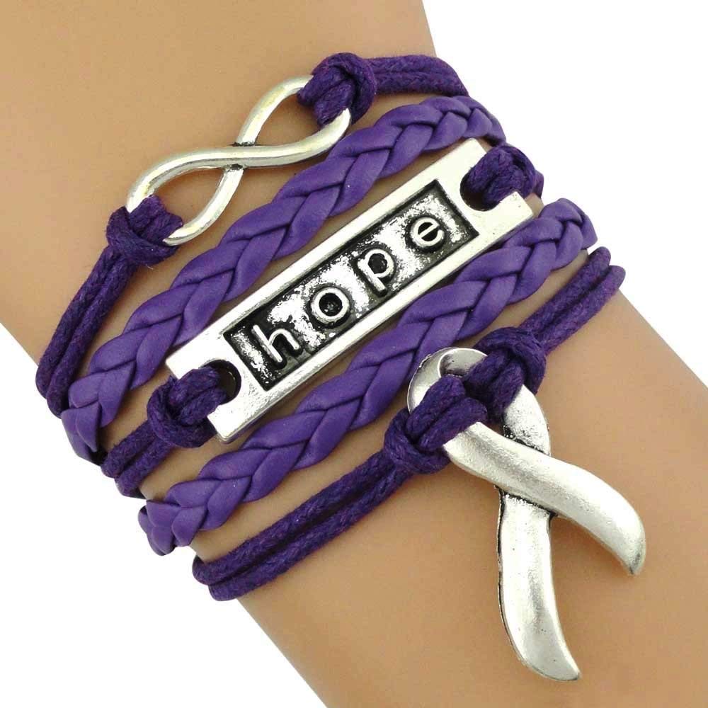 Purple Ribbon Bracelet, Awareness Jewelry Infinity Collection