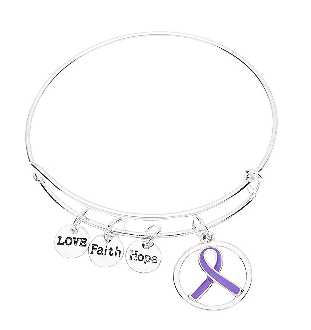 Purple Ribbon Bracelet, Purple Ribbon Awareness Jewelry Infinity Collection