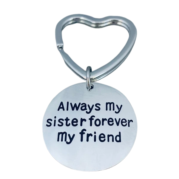 Infinity Collection Sister Keychain – 'Always My Sister Forever My Friend' Charm On Heart Key Ring, Silver Plated Gift - View #5