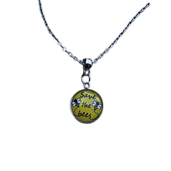 Save The Bees Necklace, Help Save The Honeybees Awareness Jewelry, Save